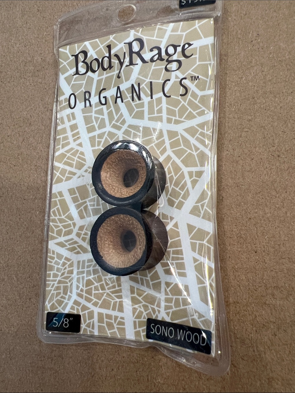 BodyRage Organics Brown and Black Wood Ear Tunnels - 5/8"